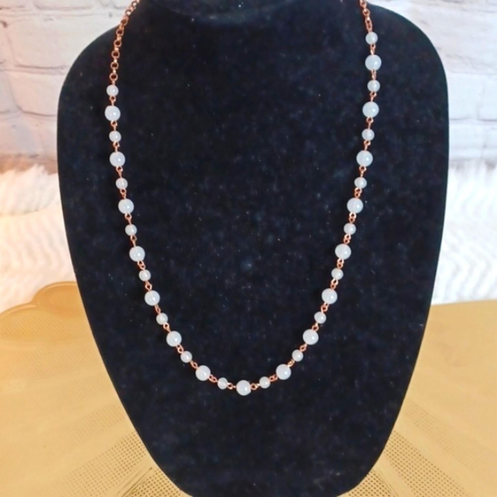 BEADED‎ Clear & Copper Strand Necklace